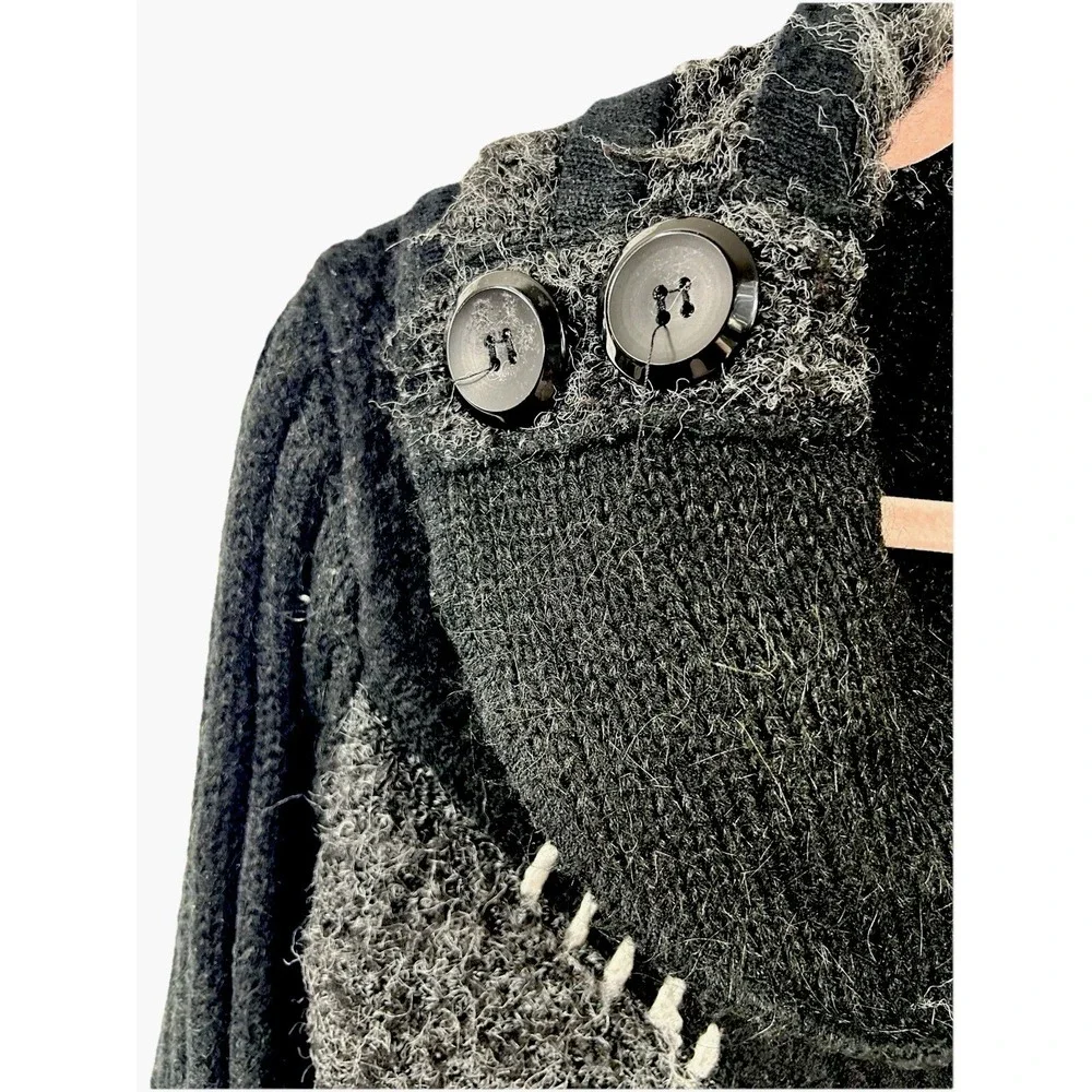 Sioni Women's Patchwork Button Up Sweater size M Whimsigoth Goth Artsy Lagenlook